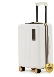 Mokobara Small Cabin Suitcase (54 cm) 8 Wheels - The Transit Luggage - Cabin 2.0 - White, Brown