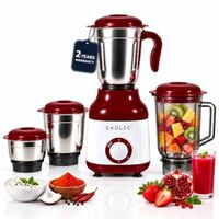 CADLEC MixCraft 750W Mixer Grinder with 4 Jars | Multi-Purpose Mixer, Blender & Juicer | Powerful Motor for Grinding, Blending & Juicing | Durable ABS Body | 2-Year Warranty, Maroon