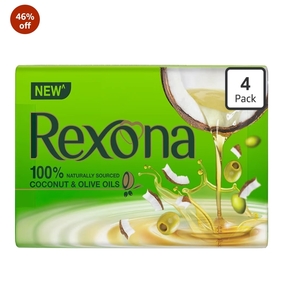 Rexona Coconut and Olive Oil Soap for Silky Smooth Skin(4 * 100g),Pack of 4 