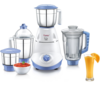 Prestige Iris 750 Watt Mixer Grinder with 3 Stainless Steel Jar + 1 Juicer Jar (White and Blue)