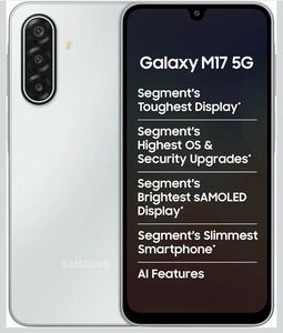 Samsung Galaxy M17 5G Mobile (Moonlight Silver, 4GB RAM, 128GB Storage) | 50MP OIS Triple Camera | Super AMOLED Display | Gorilla Glass Victus | 6 Gen OS Upgrades | Knox Security | AI


