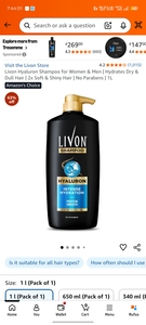 Livon Hyaluron Shampoo for Women & Men 1L