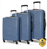 Kamiliant by American tourister Hard Body Set of 3 Luggage 4 Wheels - (Small 55 Cm | Medium 68 Cm | Large 79 Cm)Combination Lock - Triprism - Blue, Grey