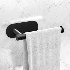 MIORAH Self Adhesive Aluminum Hand Towel Holder in Bathroom | Wall Mounted Towel Hanger for Wash Basin & Bathroom Towel Hanger for Wall | Black