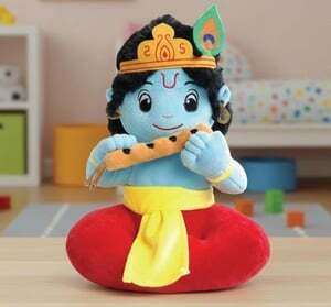 Mantra Chanting Soft Toy (35 Cm) Baby Krishna Musical Soft Toys | Medium Size Soft Plush Toy | God Toy with Info. Booklet & Instruction | Best Gift for Infants, Kids, Babies